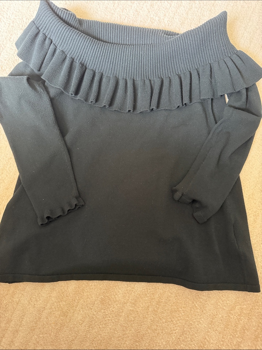 Lilly Pulitzer Black Off-the-Shoulder Ruffle Sweater